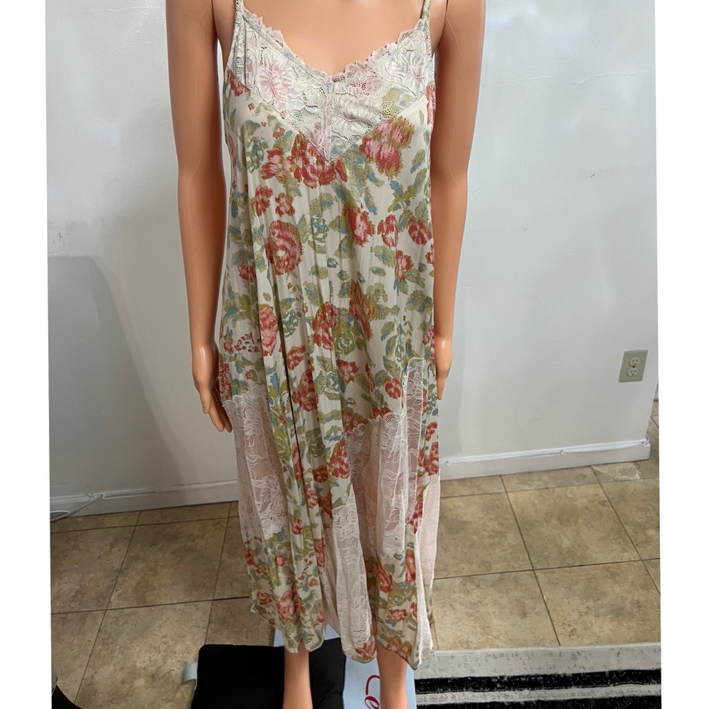 Pink and Green Floral Lace Chemise